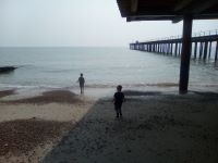 On Felixstowe beach.