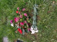 Dad’s Grave with flowers in Sproughton churchyard.