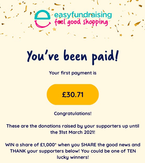 easyfundraising receipt.
