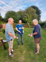 Handbell Ringing in the beer garden of The Six Bells in Horringer.