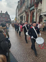 Armed forces marching through Ipswich.