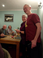 Elaine Townsend being awarded Mary's Monthly Plate by. Mike Whitby at the Pettistree Ringers Dinner. Elaine Townsend being awarded Mary's Monthly Plate by. Mike Whitby at the Pettistree Ringers Dinner.