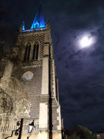 St Mary-le-Tower in the moonlight.
