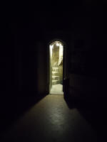 The doorway to the staircase to Ipswich Minster ringing chamber tonight.