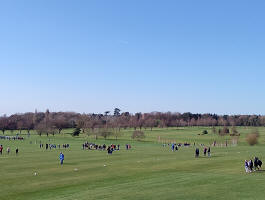  Gathering for the cross country at the Royal Hospital School, with Stutton's tower in the middle amongst the woodland.