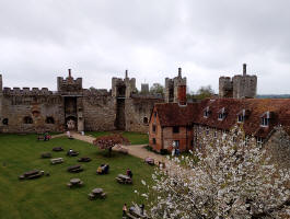Framlingham Castle today, with the church tower visible over the walls.