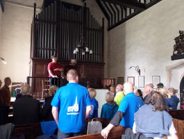 Gathered in the church for the draw.