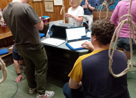 Setting up the equipment for the training bells at Ipswich Minster.