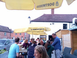 Outside the Red Lion in Pembridge.