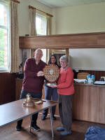 Mitson Shield being presented to Mary Garner from Pettistree by the judges Andrew Stone and Cath Colman (taken by Ruth Munnings).