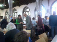 After the service and waiting for the tea.