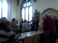 After the service and waiting for the tea.