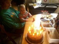Alfie with his birthday cake and his Nana. Alfie with his birthday cake and his Nana.