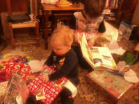 Alfie & Mason ripping into their present's at Chez Ashcroft. Alfie & Mason ripping into their present's at Chez Ashcroft.