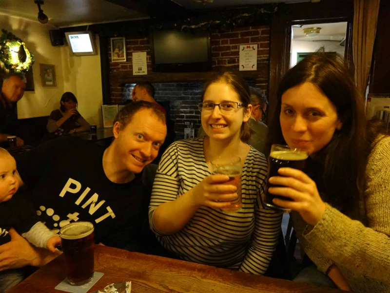 Alfie watches on as me, Ruthie and Maggie enjoy a drink at The D.