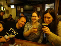 Alfie watches on as me, Ruthie and Maggie enjoy a drink at The Dove.