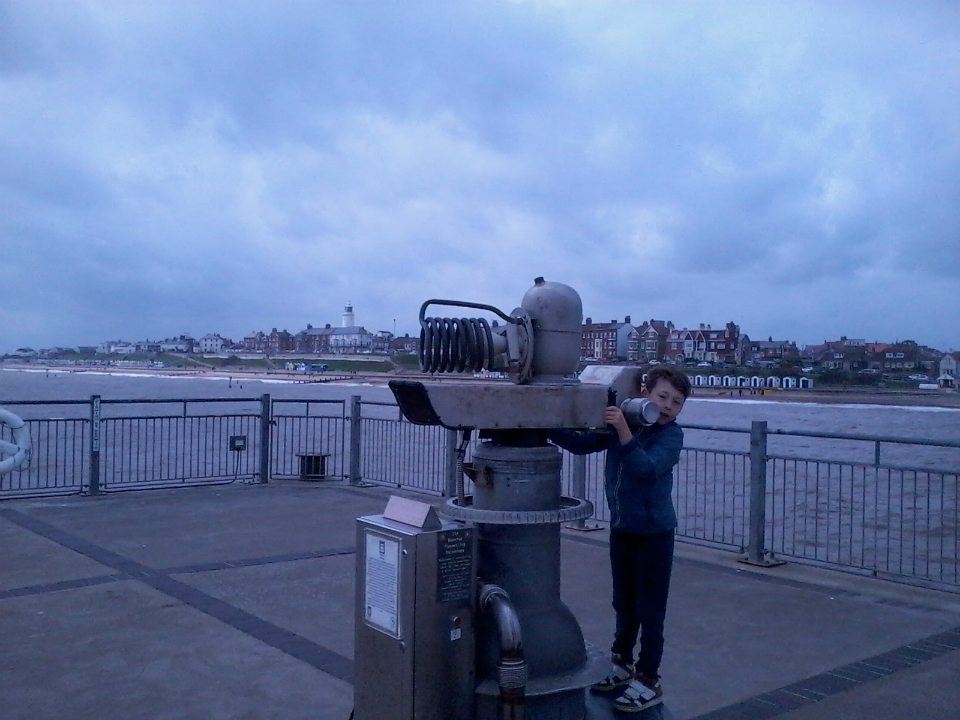 Mason & Alfie enjoying a bracing Southwold seafront!