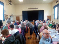 Enjoying lunch at Polstead Village Hall.
