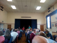 Judges Andrew Kelso and Brian Meads giving the Six-Bell Results at Polstead Village Hall.