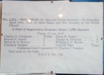 The first peal on Hollesley’s bells.