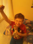 Mason with the class bear Alvin. Mason with the class bear Alvin.