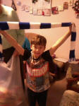 Mason with his new scarf. Mason with his new scarf.