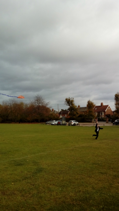Mason flying his kite at Melton Park.