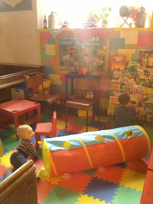 Mason & Alfie enjoying the play area at Holbrook church!