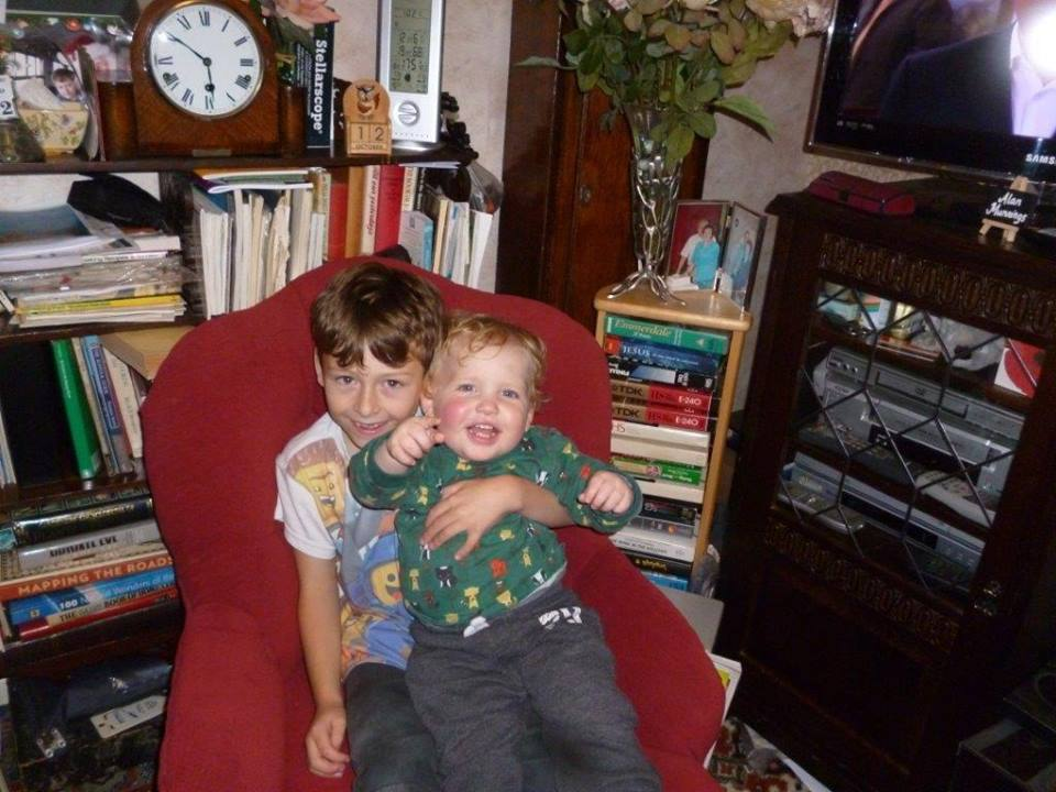 Mason & Alfie at their Nana & Granddad's this afternoon.