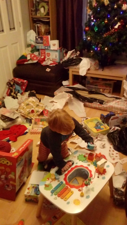 The aftermath of present opening...