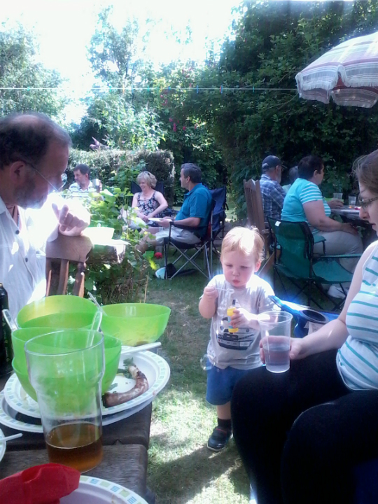 Alfie blowing bubbles.