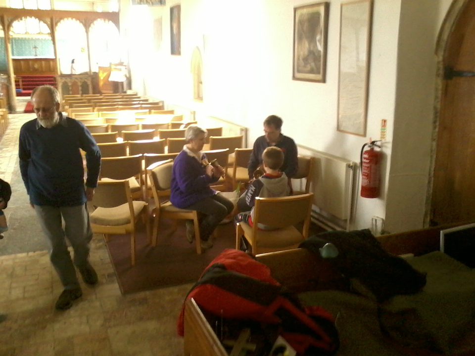 Handbell ringing at Pakefield on Pettistree outing.