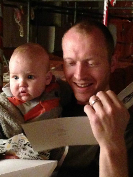 Me getting my card from the Pettistree practice as Alfie watches on.
