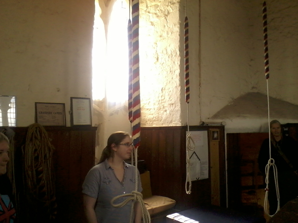  The Suffolk Guild band waiting in the ringing chamber at Wisbech to ring.