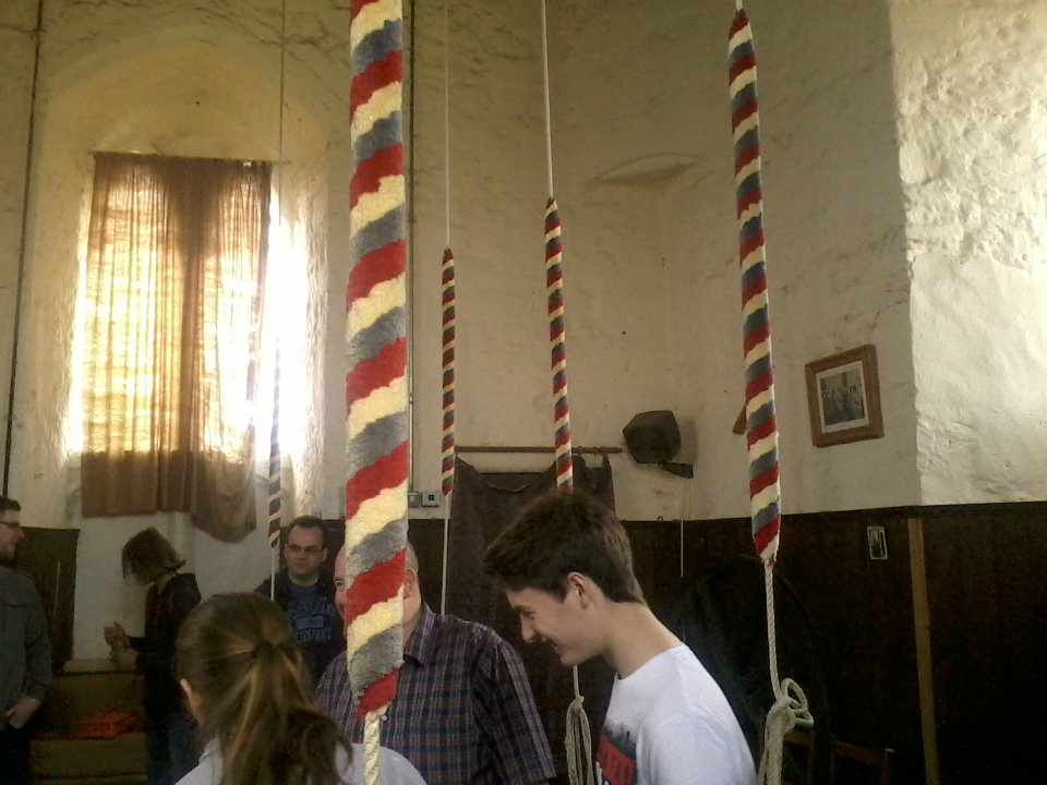  The Suffolk Guild band waiting in the ringing chamber at Wisbech to ring.
