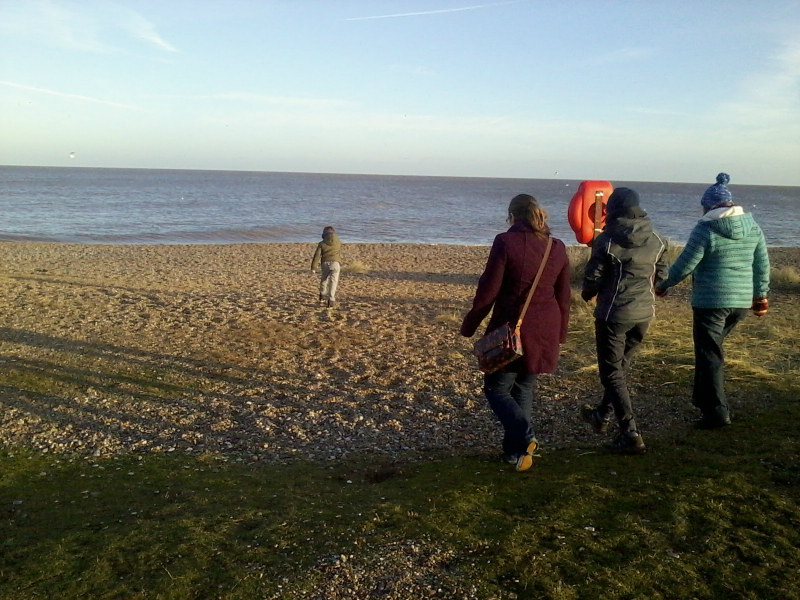 Walking on the beach at Sizewell.