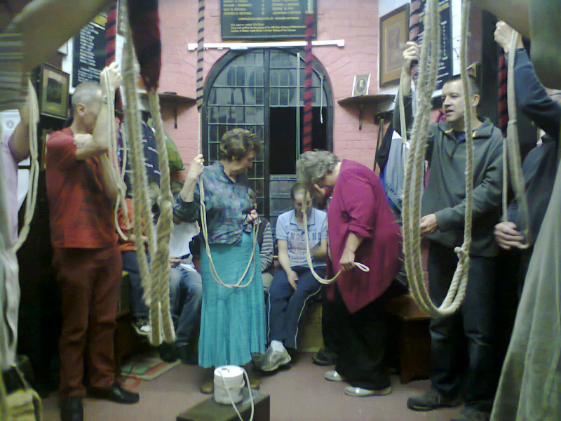 Preparing to ring at Grundisburgh. Preparing to ring at Grundisburgh.