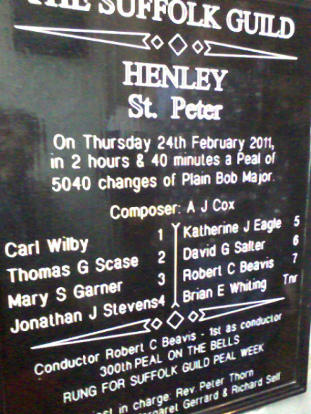 New pealboard at Henley.