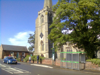 The leaning tower of Surfleet from the outside...