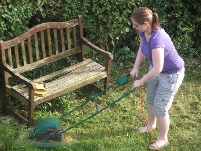 Ruthie gardening.