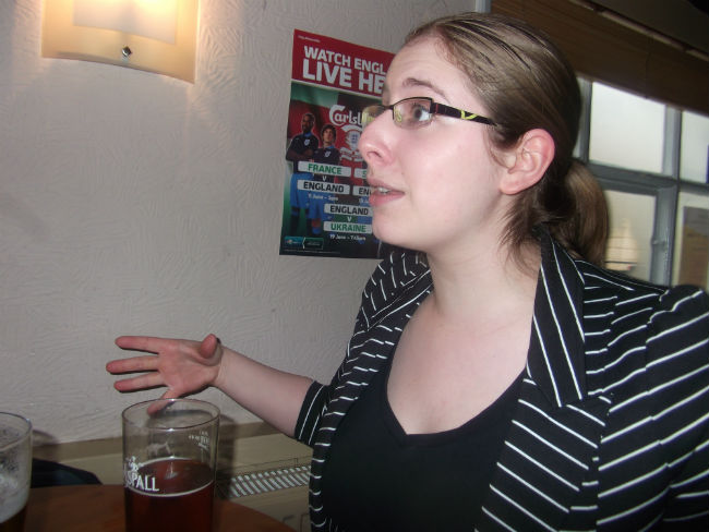 Ruthie watching the England France Game.