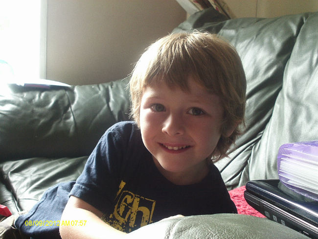 Mason with his wedding haircut.